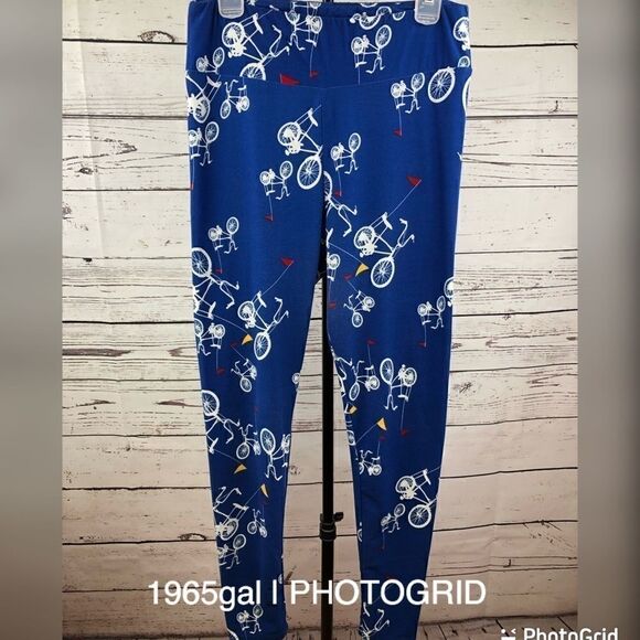 Lularoe TC Leggings Blue 70’s Bike Design - Picture 9 of 9